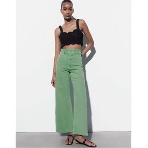 Zara Women’s Marine Wide Leg Jeans Size 6 Green